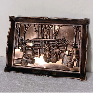Vintage Coppercraft 3D Wall Art Copper Metalware Plaques  Maple Sugar Time
